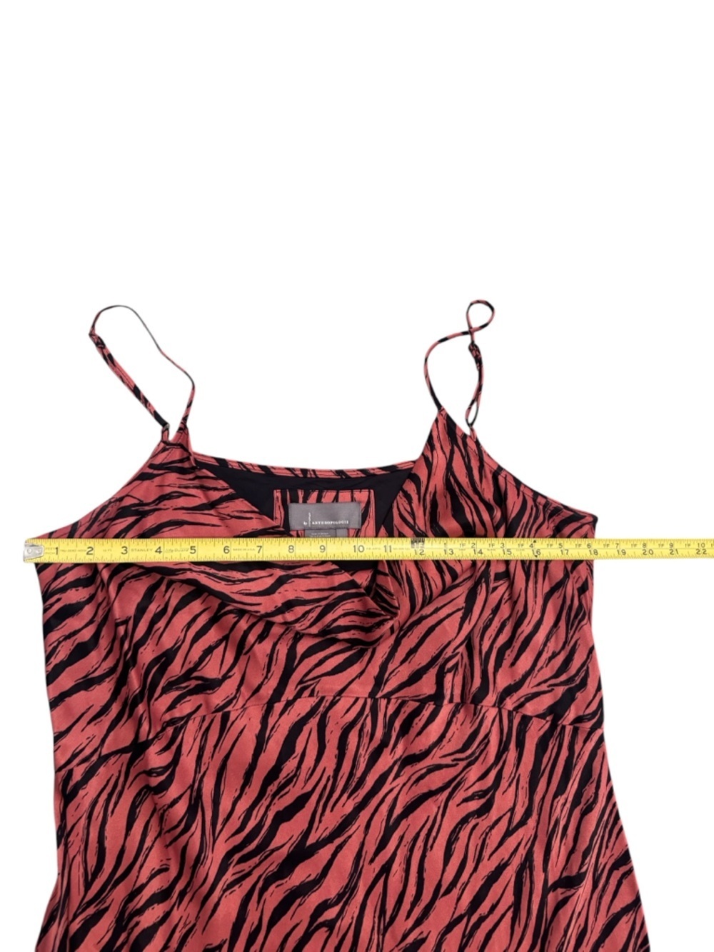 Anthropologie Elyse Zebra Print Cowl Neck Satin Midi Dress Size Large - Picture 12 of 13